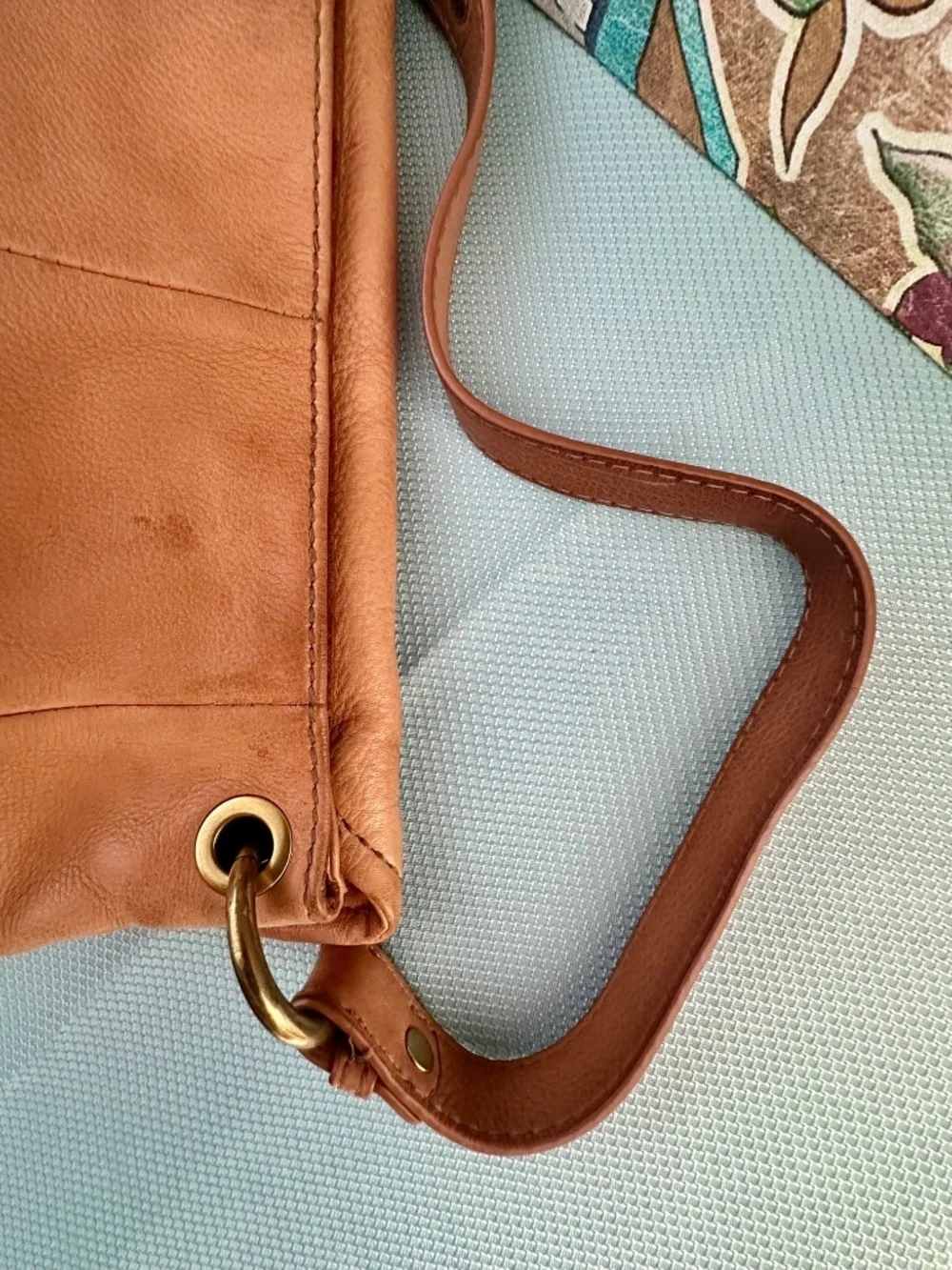 Fossil Taupe Leather Shoulder Flap Hobo